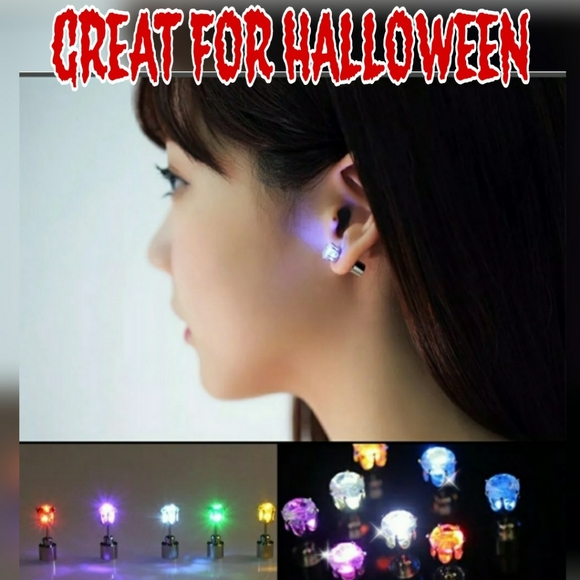 LED CLUB EARRINGS *CLUBBING DANCING PARTY light up studs - Picture 2 of 10